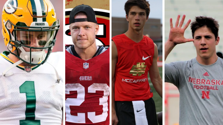 alt="The athletic McCaffrey family including Christian and his brothers"